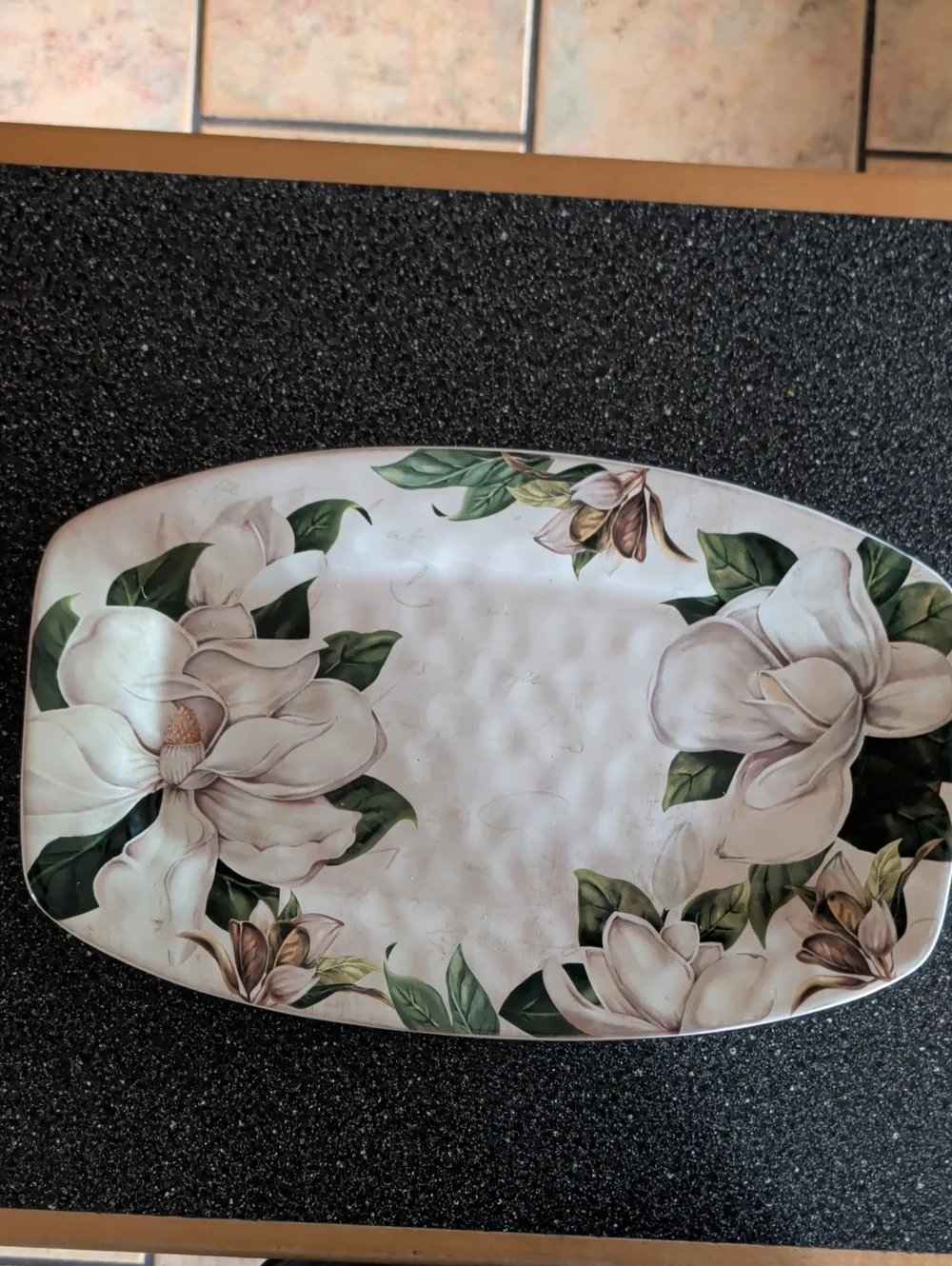 Pier 1 Imports 16” Rectangular Magnolia Ceramic Serving Platter